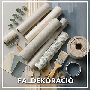Faldekoráció kategóriakép tapétatekercsekkel, ecsettel és festőhengerekkel – tapéták, falburkolatok, dekorációs megoldások és kiegészítők igényes belső terekhez