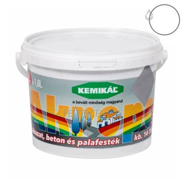 Kemikál Akropol lábazat- pala- és betonfesték - fehér - 1,6 l