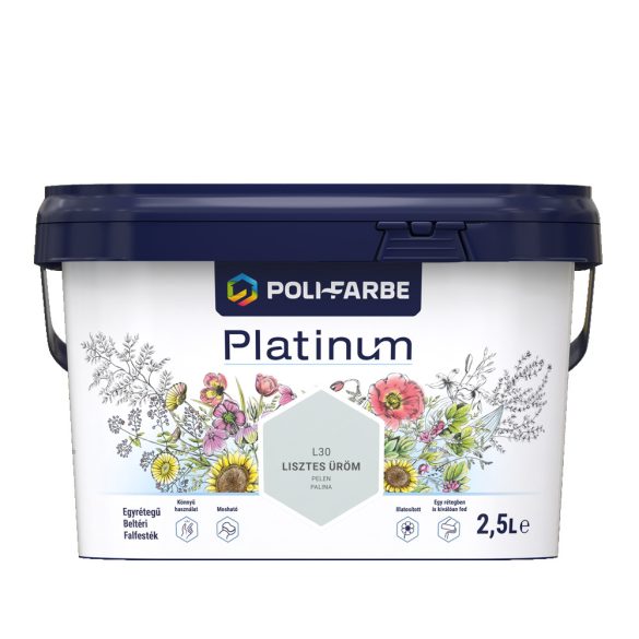 Poli-Farbe Platinum L30 egyrétegű beltéri falfesték - lisztes üröm - 2,5 l