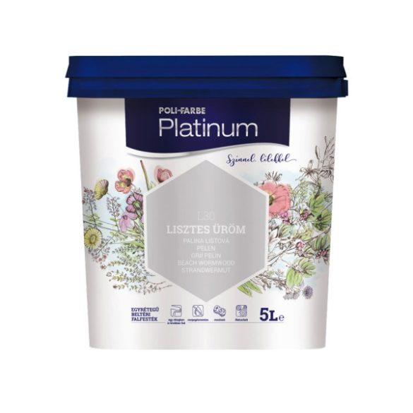 Poli-Farbe Platinum L30 egyrétegű beltéri falfesték - lisztes üröm - 5 l