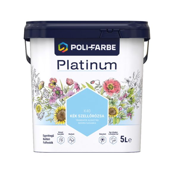 Poli-Farbe Platinum K40 egyrétegű beltéri falfesték - kék szellőrózsa - 5 l