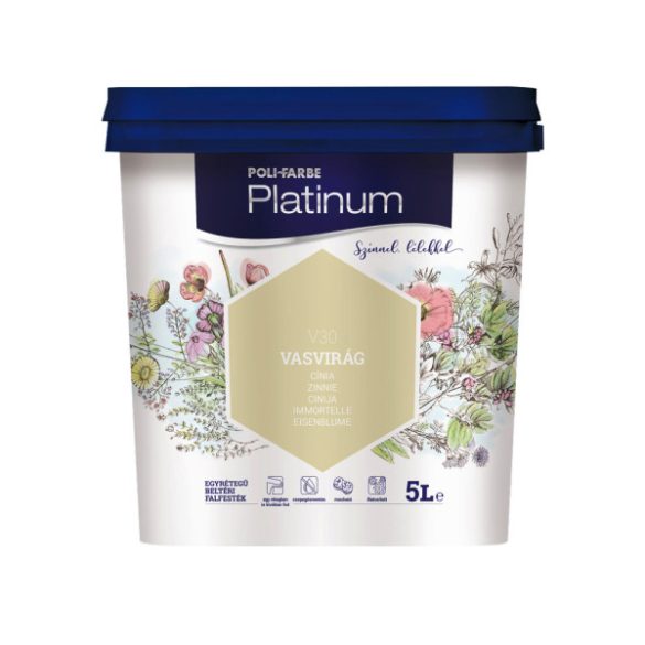 Poli-Farbe Platinum V30 egyrétegű beltéri falfesték - vasvirág - 5 l