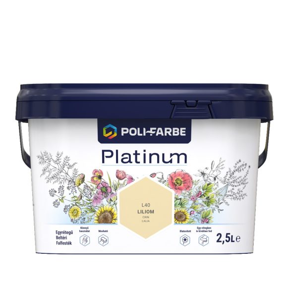 Poli-Farbe Platinum L40 egyrétegű beltéri falfesték - liliom - 2,5 l