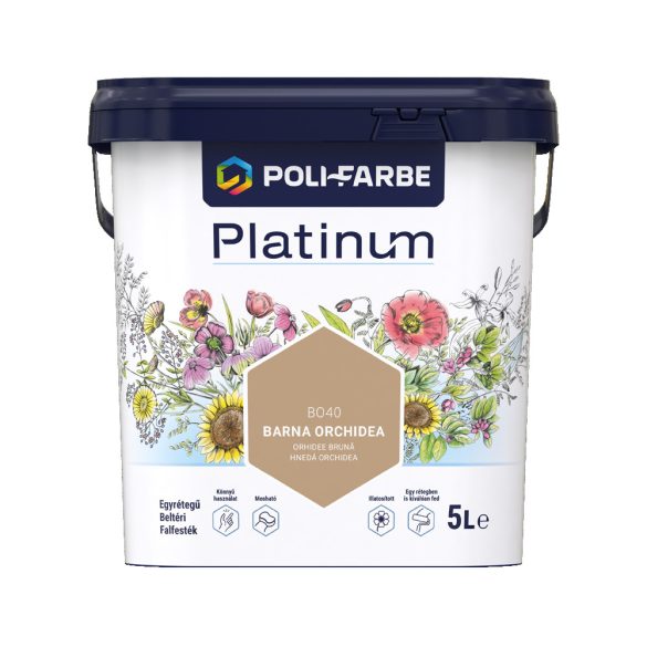 Poli-Farbe Platinum BO40 egyrétegű beltéri falfesték - barna orchidea - 5 l