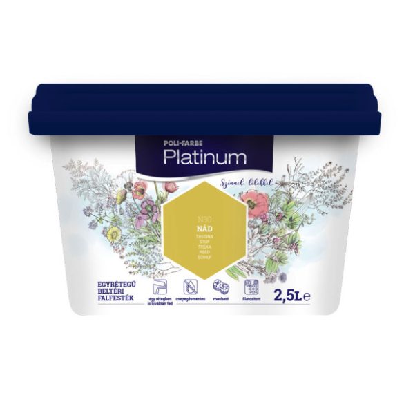 Poli-Farbe Platinum N30 egyrétegű beltéri falfesték - nád - 2,5 l