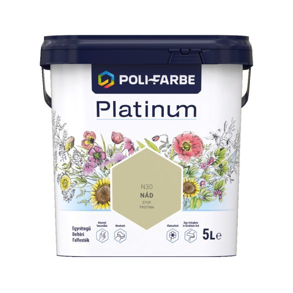 Poli-Farbe Platinum N30 egyrétegű beltéri falfesték - nád - 5 l