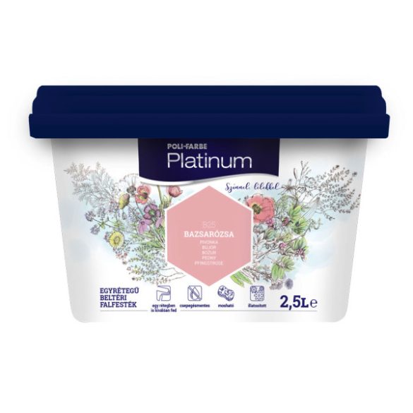 Poli-Farbe Platinum B25 egyrétegű beltéri falfesték - bazsarózsa - 2,5 l