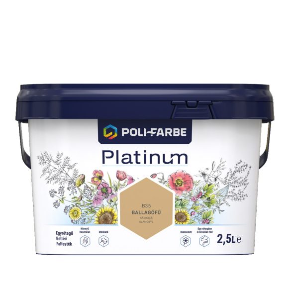 Poli-Farbe Platinum B35 egyrétegű beltéri falfesték - ballagófű - 2,5 l