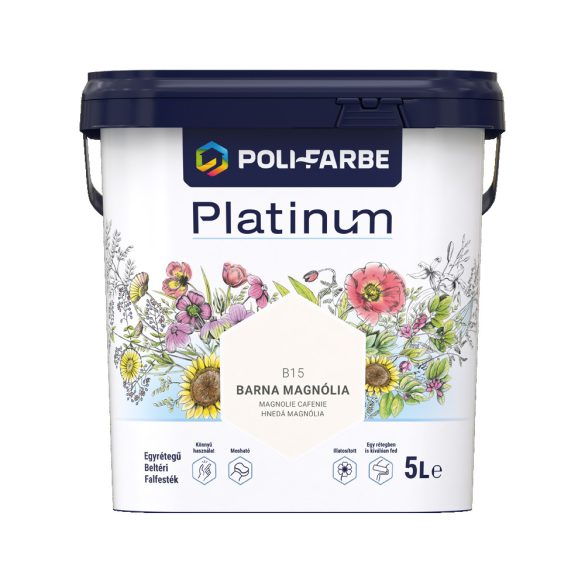 Poli-Farbe Platinum B15 egyrétegű beltéri falfesték - barna magnólia - 5 l