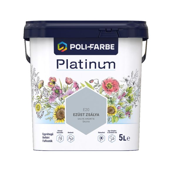 Poli-Farbe Platinum E20 egyrétegű beltéri falfesték - ezüst zsálya - 5 l