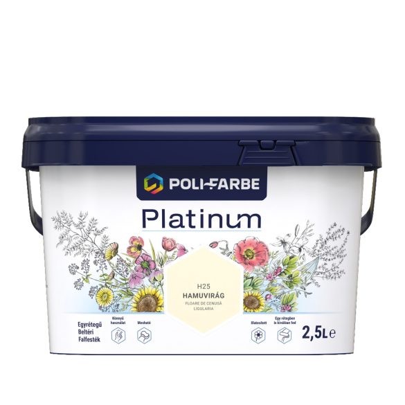 Poli-Farbe Platinum H25 egyrétegű beltéri falfesték - hamuvirág - 2,5 l
