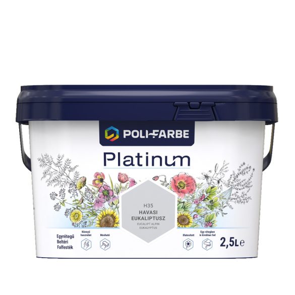 Poli-Farbe Platinum H35 egyrétegű beltéri falfesték - havasi eukaliptusz - 2,5 l