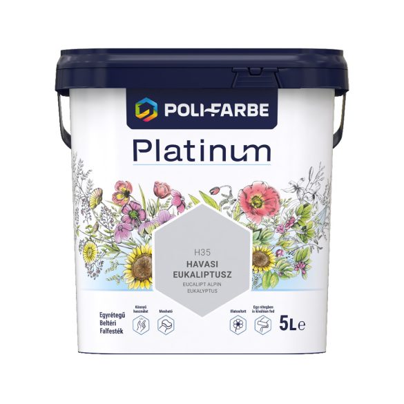 Poli-Farbe Platinum H35 egyrétegű beltéri falfesték - havasi eukaliptusz - 5 l