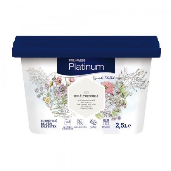 Poli-Farbe Platinum K10 egyrétegű beltéri falfesték - királybegónia - 2,5 l