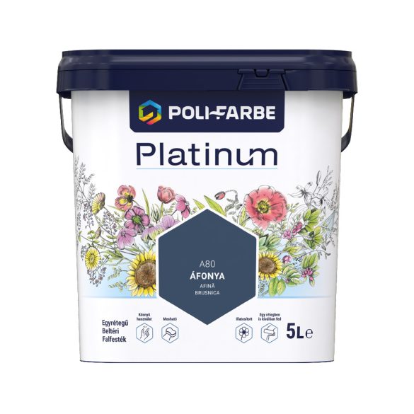 Poli-Farbe Platinum A80 egyrétegű beltéri falfesték - áfonya - 5 l