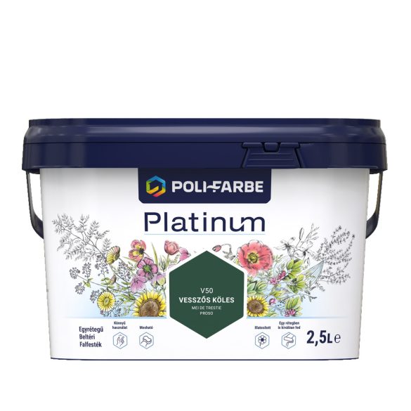 Poli-Farbe Platinum V50 egyrétegű beltéri falfesték - vesszős köles - 2,5 l