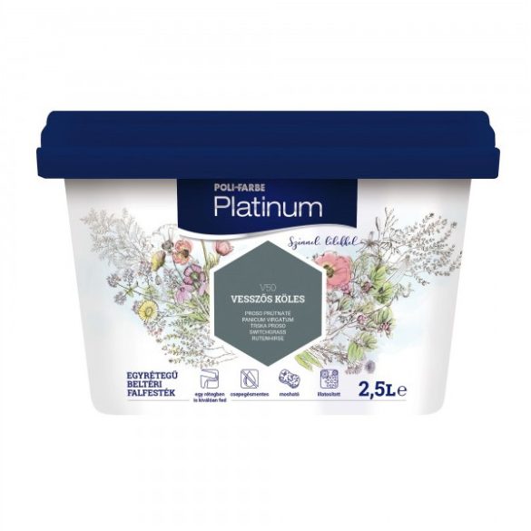 Poli-Farbe Platinum V50 egyrétegű beltéri falfesték - vesszős köles - 2,5 l