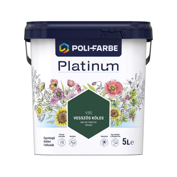 Poli-Farbe Platinum V50 egyrétegű beltéri falfesték - vesszős köles - 5 l