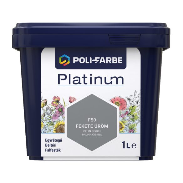 Poli-Farbe Platinum F50 egyrétegű beltéri falfesték - fekete üröm - 1 l