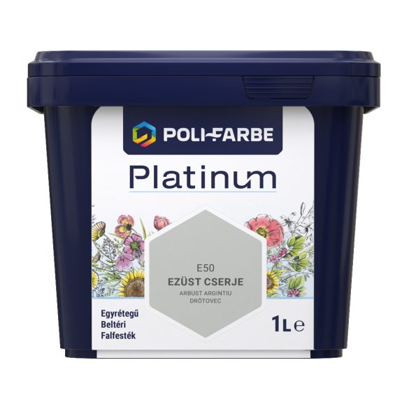 Poli-Farbe Platinum E50 egyrétegű beltéri falfesték - ezüst cserje - 1 l
