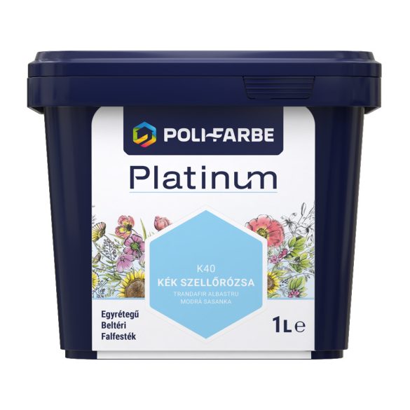 Poli-Farbe Platinum K40 egyrétegű beltéri falfesték - kék szellőrózsa - 1 l