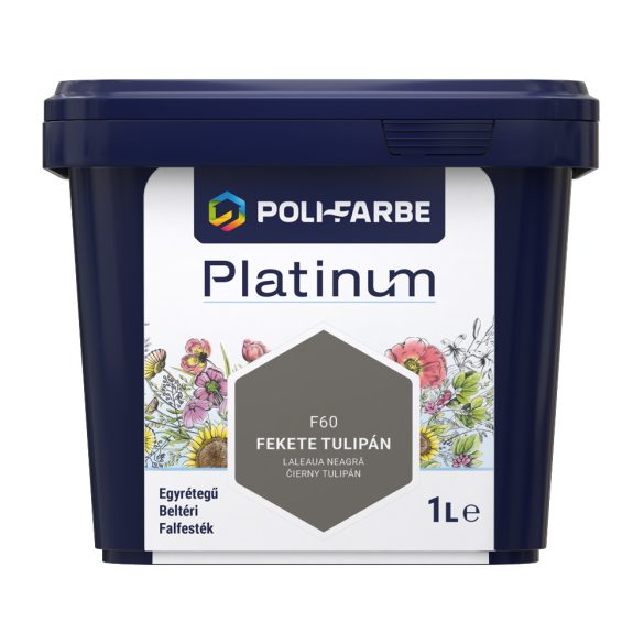Poli-Farbe Platinum F60 egyrétegű beltéri falfesték - fekete tulipán - 1 l