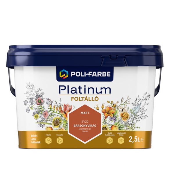 Poli-Farbe Platinum Foltálló beltéri falfesték - Bársonyvirág BV20 - 2,5 l