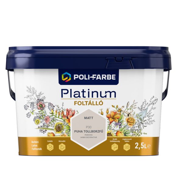 Poli-Farbe Platinum Foltálló beltéri falfesték - Puha tollborzfű P30 - 2,5 l