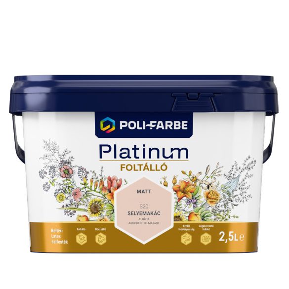 Poli-Farbe Platinum Foltálló beltéri falfesték - Selyemakác S20 - 2,5 l