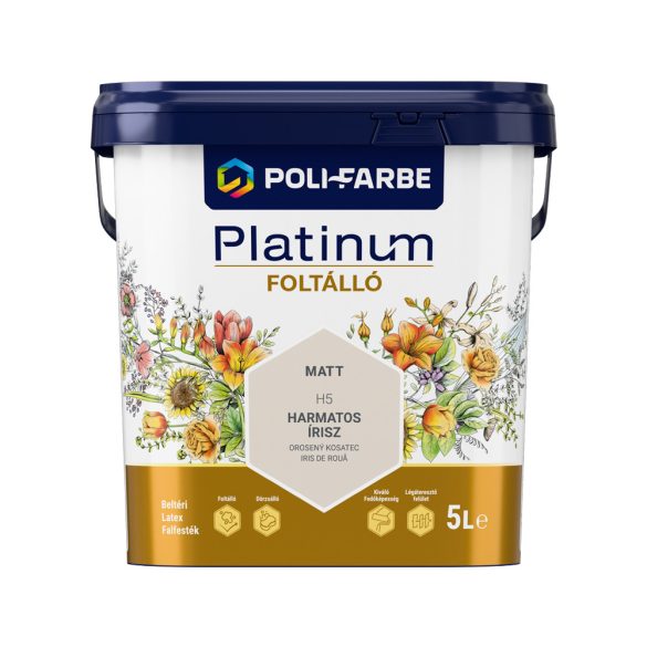 Poli-Farbe Platinum Foltálló beltéri falfesték - Harmatos írisz H5 - 5 l