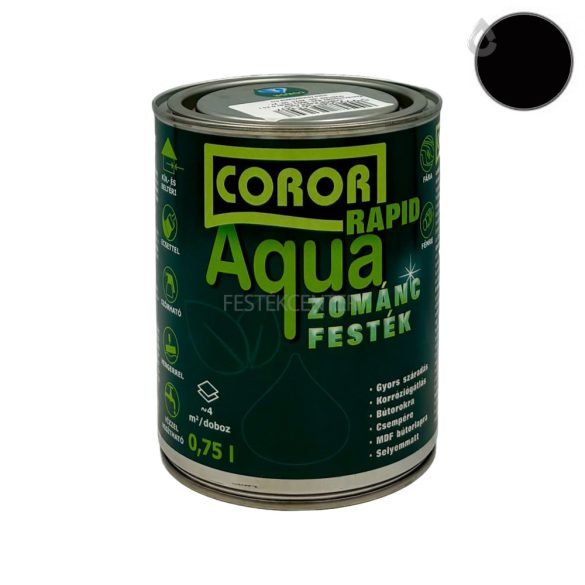 Coror Rapid Aqua Zománcfesték RAL9005 - fekete - 0,75 l