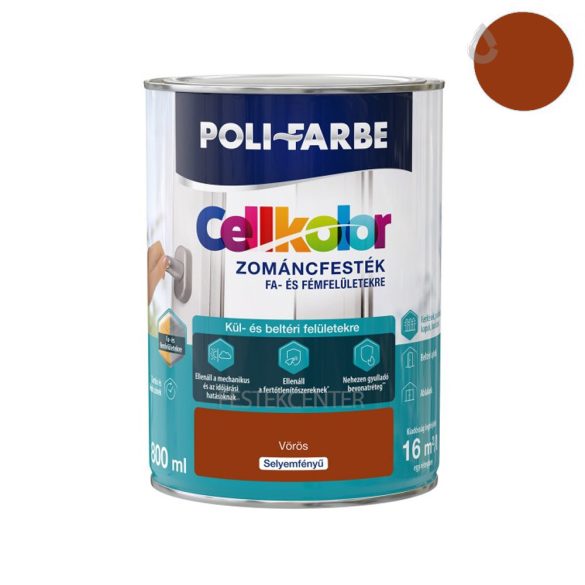 Poli-Farbe CellKolor zománcfesték - vörös - 0,8 l