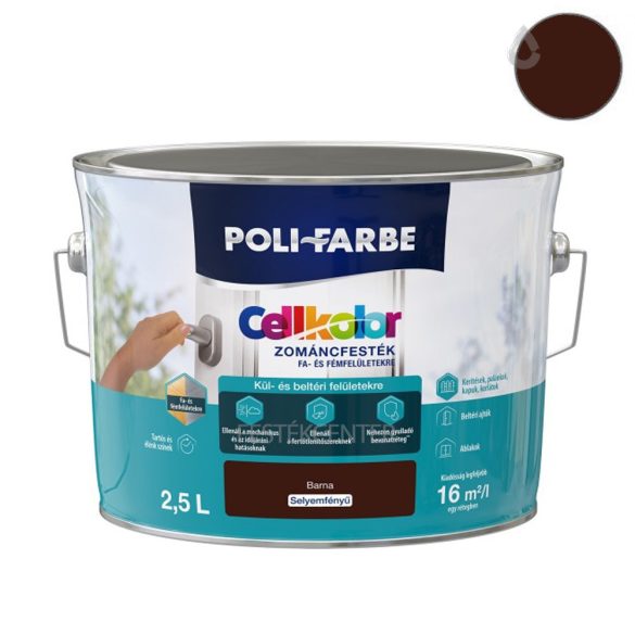 Poli-Farbe CellKolor zománcfesték - barna - 2,5 l