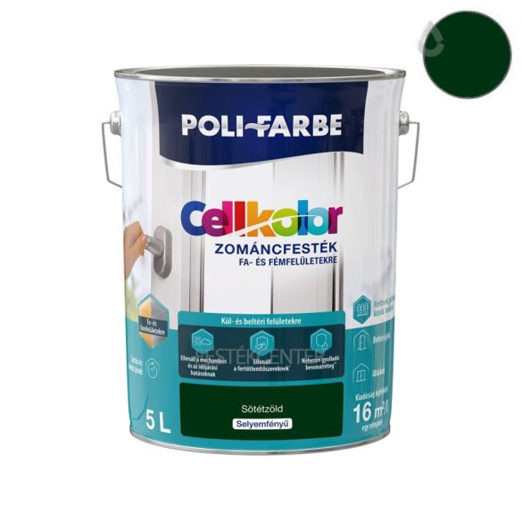 Poli-Farbe CellKolor zománcfesték - sötét zöld - 5 l