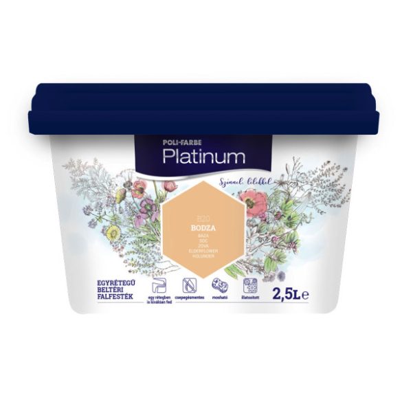 Poli-Farbe Platinum B20 egyrétegű beltéri falfesték - bodza - 2,5 l