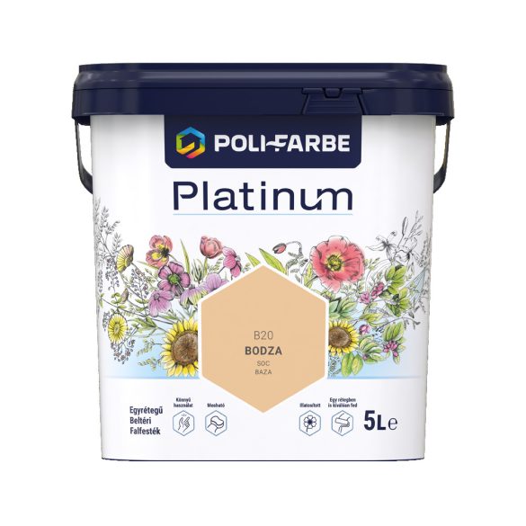 Poli-Farbe Platinum B20 egyrétegű beltéri falfesték - bodza - 5 l