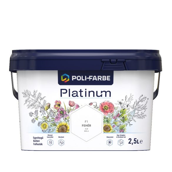 Poli-Farbe Platinum F1 egyrétegű beltéri falfesték - fehér - 2,5 l