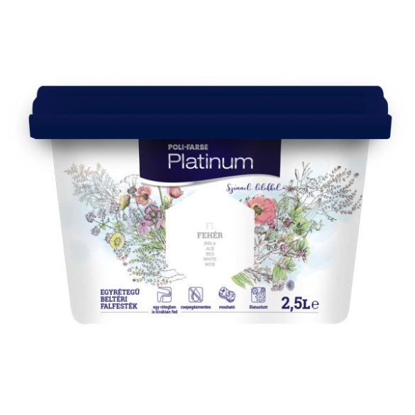 Poli-Farbe Platinum F1 egyrétegű beltéri falfesték - fehér - 2,5 l