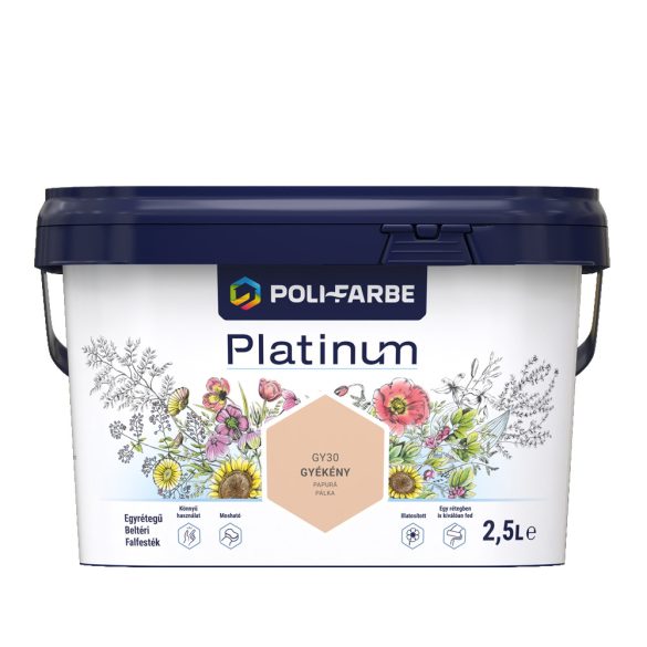 Poli-Farbe Platinum GY30 egyrétegű beltéri falfesték - gyékény - 2,5 l