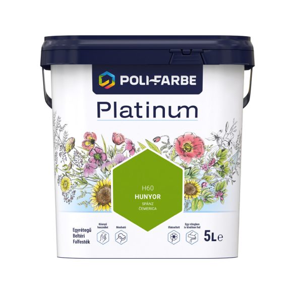 Poli-Farbe Platinum H60 egyrétegű beltéri falfesték - hunyor - 5 l