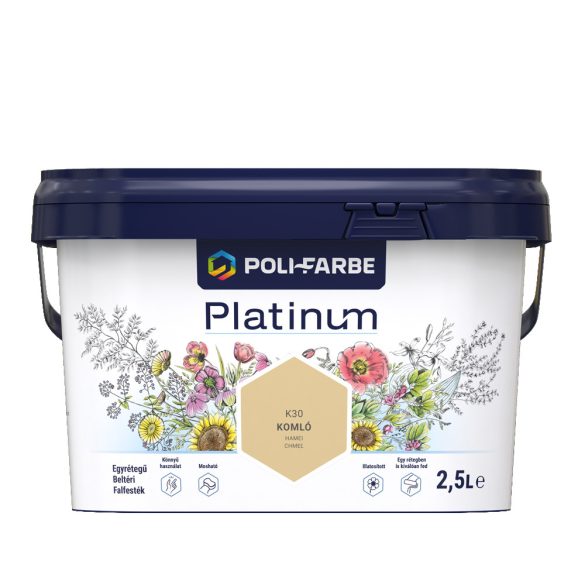 Poli-Farbe Platinum K30 egyrétegű beltéri falfesték - komló - 2,5 l