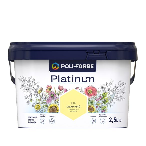 Poli-Farbe Platinum L20 egyrétegű beltéri falfesték - libapimpó - 2,5 l