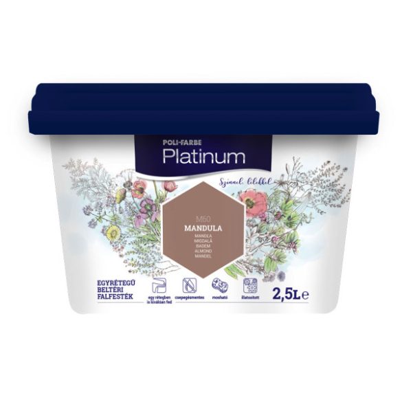 Poli-Farbe Platinum M60 egyrétegű beltéri falfesték - mandula - 2,5 l