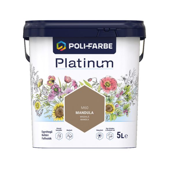Poli-Farbe Platinum M60 egyrétegű beltéri falfesték - mandula - 5 l