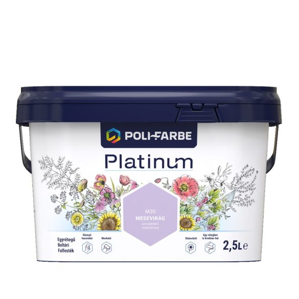 Poli-Farbe Platinum M30 egyrétegű beltéri falfesték - mesevirág - 2,5 l