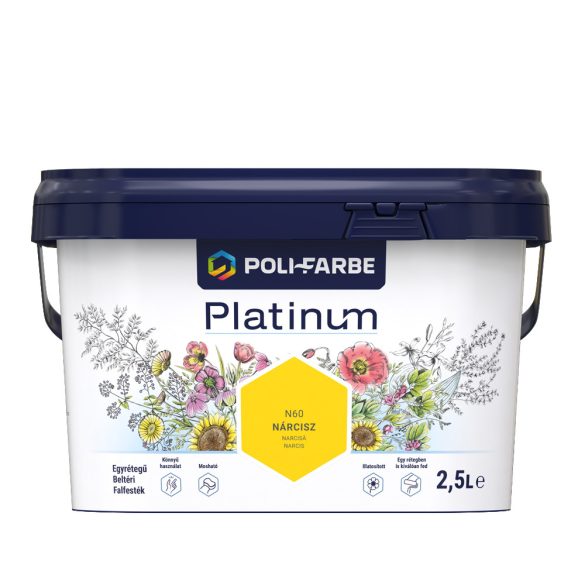Poli-Farbe Platinum N60 egyrétegű beltéri falfesték - nárcisz - 2,5 l