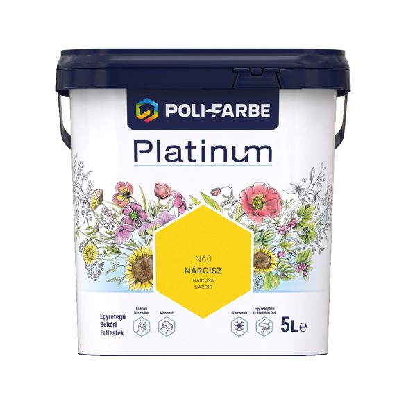 Poli-Farbe Platinum N60 egyrétegű beltéri falfesték - nárcisz - 5 l