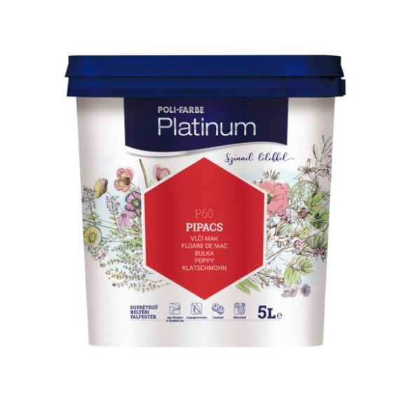 Poli-Farbe Platinum P60 egyrétegű beltéri falfesték - pipacs - 5 l
