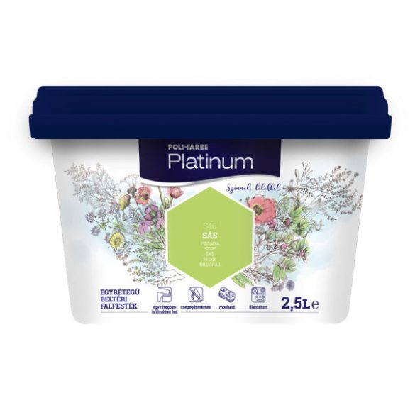 Poli-Farbe Platinum S40 egyrétegű beltéri falfesték - sás - 2,5 l