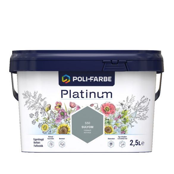 Poli-Farbe Platinum S50 egyrétegű beltéri falfesték - sulyom - 2,5 l